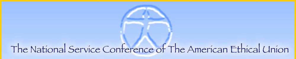 Image of National Service Conference Banner depicting the organization's title and circular logo